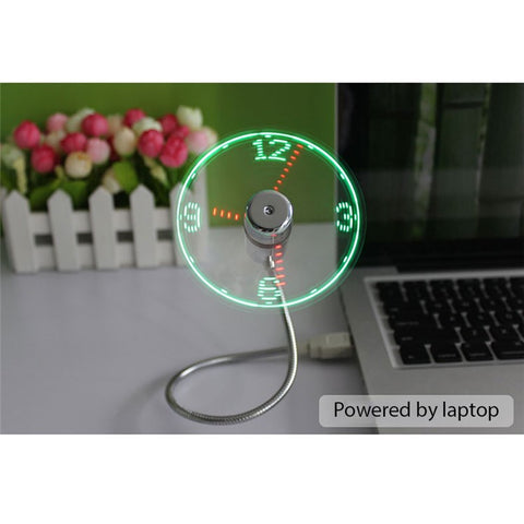 Flexible Gooseneck Mini USB Cooling Fan LED Clock Design Summer Cooler Fan