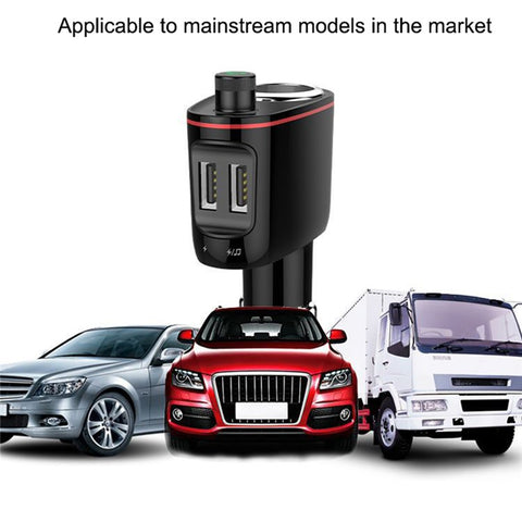 LOHEE S-06 Bluetooth-compatible Car Charger FM Transmitter Dual USB Fast Car Charger Adapter with Cigarette Lighter Port Support U-disk for iPhone Android