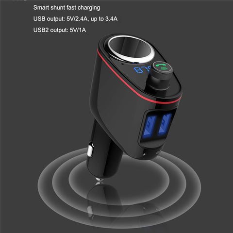 LOHEE S-06 Bluetooth-compatible Car Charger FM Transmitter Dual USB Fast Car Charger Adapter with Cigarette Lighter Port Support U-disk for iPhone Android