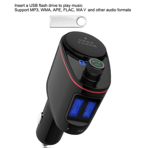 LOHEE S-06 Bluetooth-compatible Car Charger FM Transmitter Dual USB Fast Car Charger Adapter with Cigarette Lighter Port Support U-disk for iPhone Android