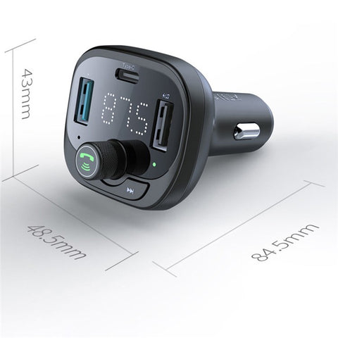 LOHEE S-21 Bluetooth-compatible Car Charger Adapter FM Transmitter QC3.0 USB Fast Charging Car Charger Support TF Card/U-disk/BT Music Player