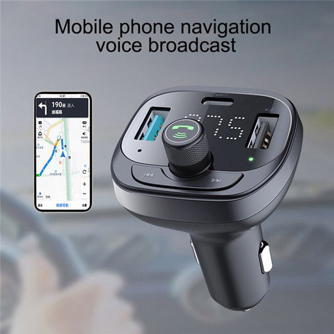 LOHEE S-21 Bluetooth-compatible Car Charger Adapter FM Transmitter QC3.0 USB Fast Charging Car Charger Support TF Card/U-disk/BT Music Player