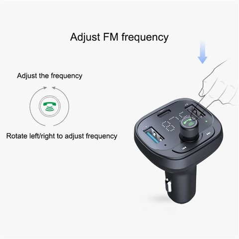 LOHEE S-21 Bluetooth-compatible Car Charger Adapter FM Transmitter QC3.0 USB Fast Charging Car Charger Support TF Card/U-disk/BT Music Player