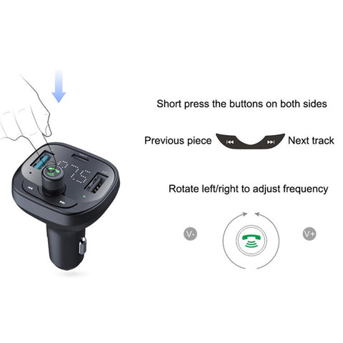 LOHEE S-21 Bluetooth-compatible Car Charger Adapter FM Transmitter QC3.0 USB Fast Charging Car Charger Support TF Card/U-disk/BT Music Player