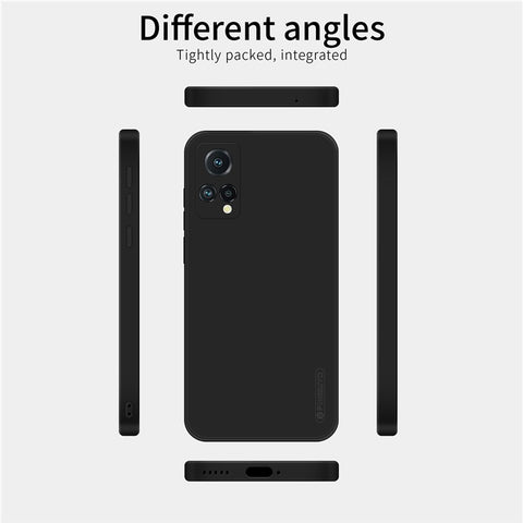 PINWUYO Precise Cutouts Phone Case for Meizu 18X, Smooth Touch Silicone Anti-Scratch Fiber Flocking Protective Cover