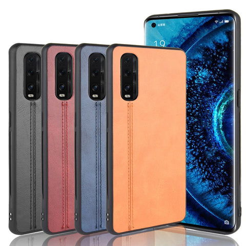 PU Leather Coated PC + TPU Hybrid Phone Case for Oppo Find X2