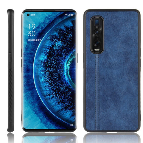 PU Leather Coated PC + TPU Hybrid Phone Protection Case for Oppo Find X2 Pro (Cerramic Back)