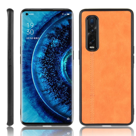 PU Leather Coated PC + TPU Hybrid Phone Protection Case for Oppo Find X2 Pro (Cerramic Back)