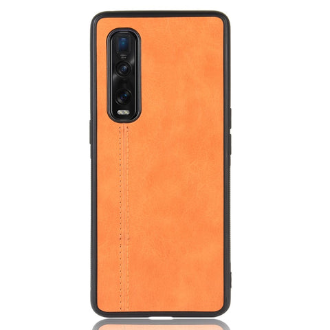 PU Leather Coated PC + TPU Hybrid Phone Protection Case for Oppo Find X2 Pro (Cerramic Back)