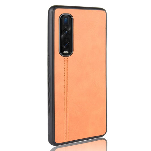 PU Leather Coated PC + TPU Hybrid Phone Protection Case for Oppo Find X2 Pro (Cerramic Back)