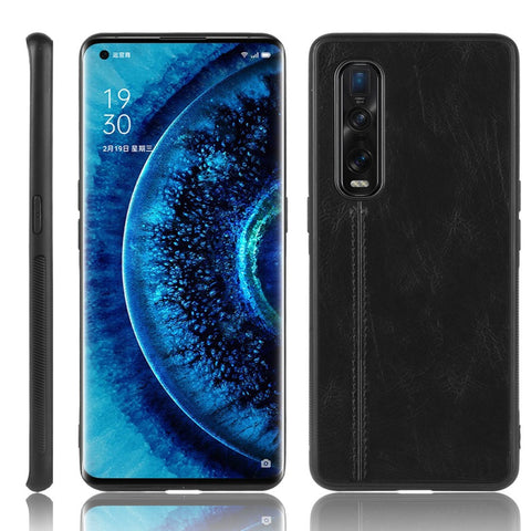 PU Leather Coated PC + TPU Hybrid Phone Protection Case for Oppo Find X2 Pro (Cerramic Back)