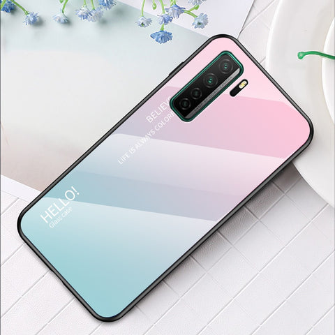 Gradient Color Tempered Glass + PC + TPU Cell Phone Cover for Huawei nova 7 SE/P40 lite 5G