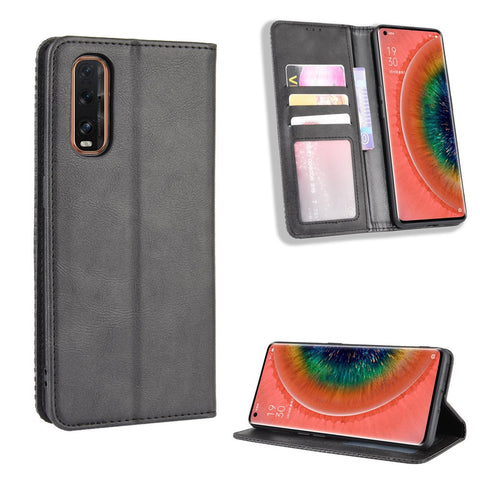Vintage Style Leather Wallet Stand Cover Case for Oppo Find X2