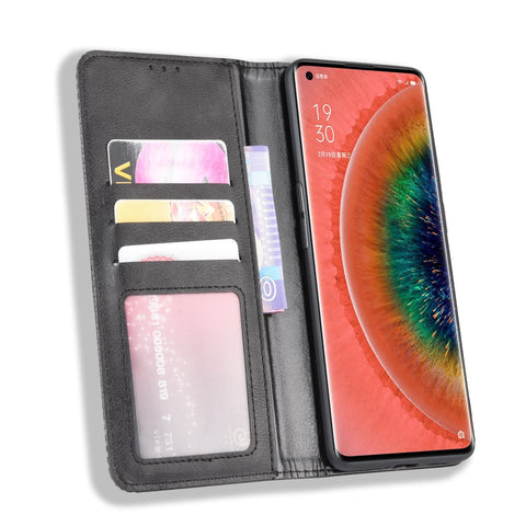 Vintage Style Leather Wallet Stand Cover Case for Oppo Find X2