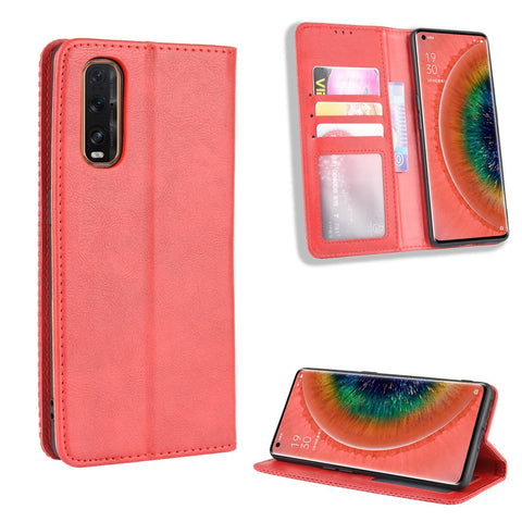 Vintage Style Leather Wallet Stand Cover Case for Oppo Find X2