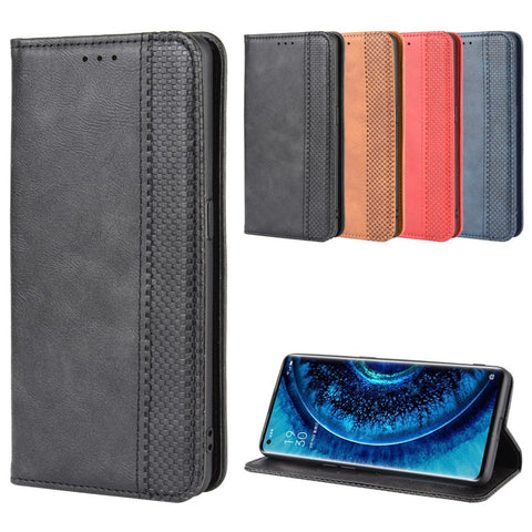 Vintage Style Leather Wallet Case for Oppo Find X2 Pro