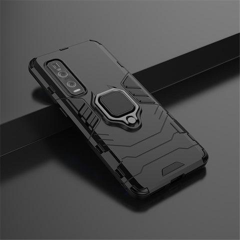 With Cool Guard Ring Holder Kickstand PC+TPU Cover for Oppo Find X2 Pro