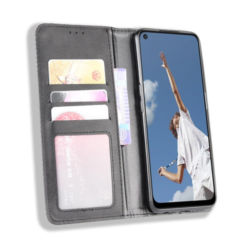 Auto-absorbed Retro PU Leather Wallet Phone Shell for OPPO A52/A72/A92