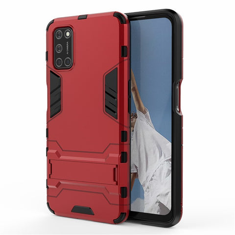 Plastic + TPU Hybrid Phone Case with Foldable Invisible Kickstand for OPPO A52/A72/A92