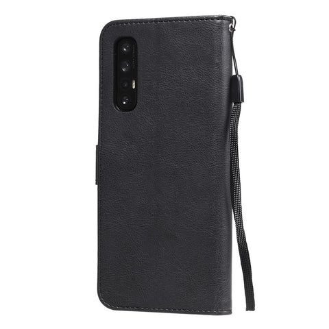 For Oppo Reno3 Pro 5G / Find X2 Neo Case Solid Color Leather Mobile Cover Wallet Stand with Strap