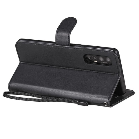 For Oppo Reno3 Pro 5G / Find X2 Neo Case Solid Color Leather Mobile Cover Wallet Stand with Strap