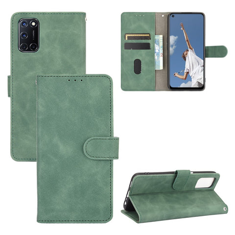 Skin-touch Wallet Stand Flip Leather Phone Cover for OPPO A52/A72/A92