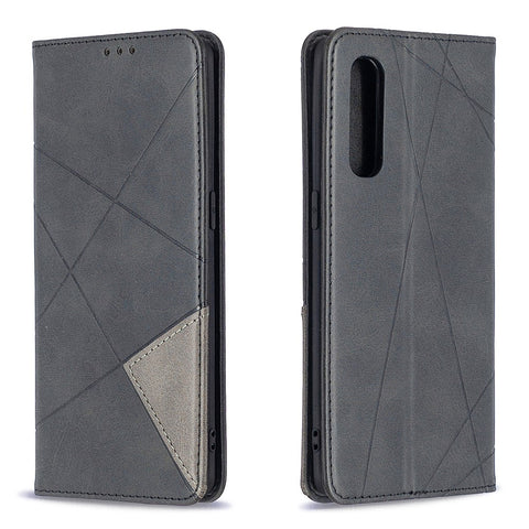 Geometric Pattern Leather Stand Case Card Holder Shell for OPPO Find X2 Neo / Reno3 Pro 5G