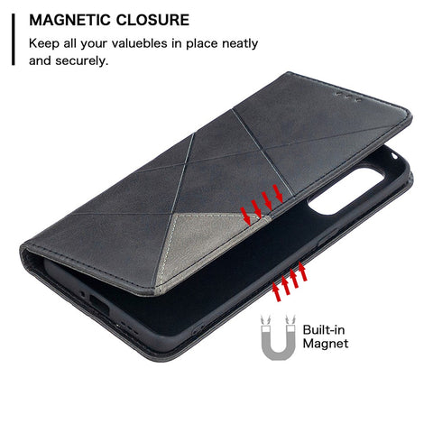 Geometric Pattern Leather Stand Case Card Holder Shell for OPPO Find X2 Neo / Reno3 Pro 5G