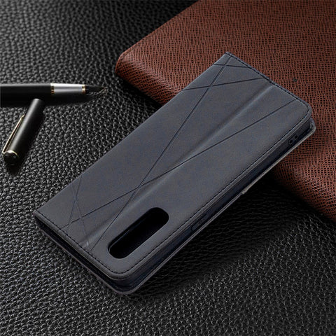 Geometric Pattern Leather Stand Case Card Holder Shell for OPPO Find X2 Neo / Reno3 Pro 5G