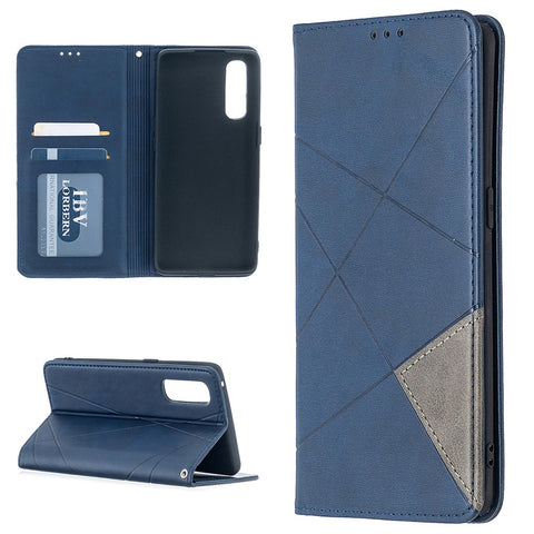 Geometric Pattern Leather Stand Case Card Holder Shell for OPPO Find X2 Neo / Reno3 Pro 5G