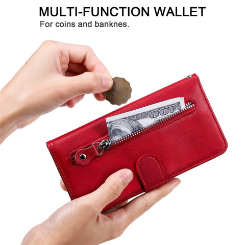 Zipper Pocket Leather Protector Wallet Case for OPPO Find X2 Neo/Reno3 Pro