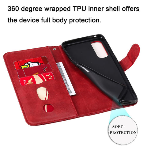 Zipper Pocket Leather Protector Wallet Case for OPPO Find X2 Neo/Reno3 Pro