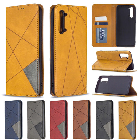 Geometric Pattern Leather Stand Case Card Holder Shell for Oppo Find X2 Lite