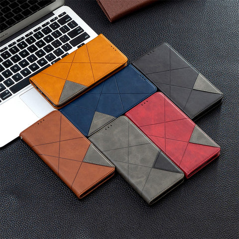 Geometric Pattern Leather Stand Case Card Holder Shell for Oppo Find X2 Lite
