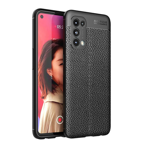 Four Corner Cushion Litchi Texture Soft TPU Protector for OPPO Reno 5 5G/Reno5 4G/Reno5 K/Find X3 Lite Mobile Phone Cover