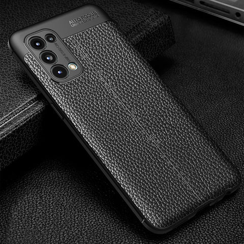 Four Corner Cushion Litchi Texture Soft TPU Protector for OPPO Reno 5 5G/Reno5 4G/Reno5 K/Find X3 Lite Mobile Phone Cover