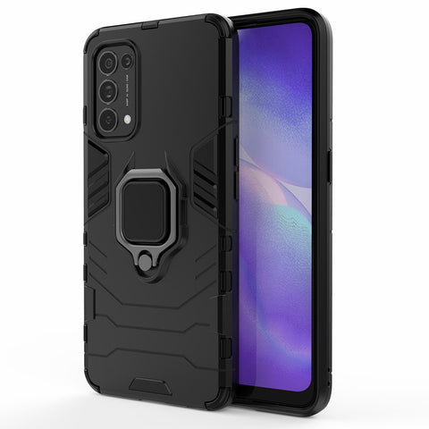 Finger Ring Kickstand Design  PC + TPU Combo Protective Shell for Oppo Reno5 5G/Find X3 Lite Hybrid Phone Case