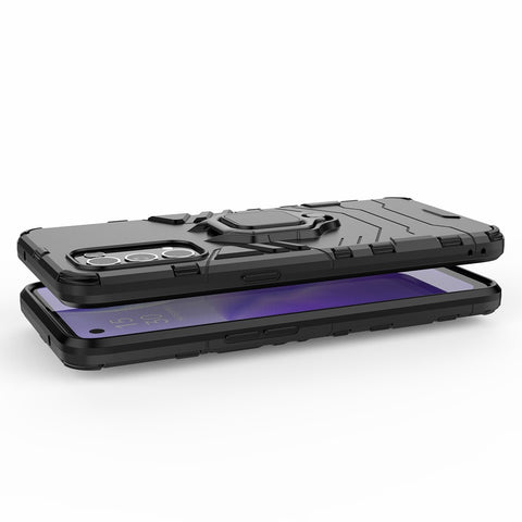 Finger Ring Kickstand Design  PC + TPU Combo Protective Shell for Oppo Reno5 5G/Find X3 Lite Hybrid Phone Case