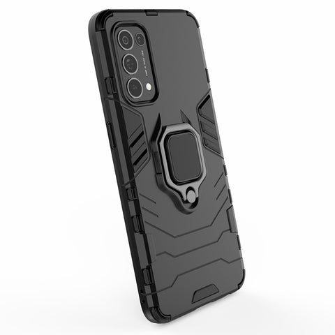 Finger Ring Kickstand Design  PC + TPU Combo Protective Shell for Oppo Reno5 5G/Find X3 Lite Hybrid Phone Case