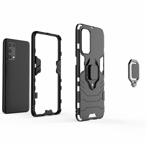 Finger Ring Kickstand Design  PC + TPU Combo Protective Shell for Oppo Reno5 5G/Find X3 Lite Hybrid Phone Case