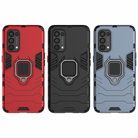 Finger Ring Kickstand Design  PC + TPU Combo Protective Shell for Oppo Reno5 5G/Find X3 Lite Hybrid Phone Case