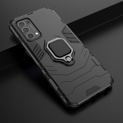 Finger Ring Kickstand Design  PC + TPU Combo Protective Shell for Oppo Reno5 5G/Find X3 Lite Hybrid Phone Case