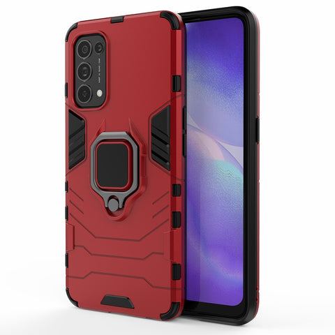 Finger Ring Kickstand Design  PC + TPU Combo Protective Shell for Oppo Reno5 5G/Find X3 Lite Hybrid Phone Case