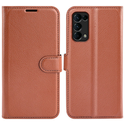 Litchi Texture Leather Phone Protective Cover with Wallet Stand Design for Oppo Reno5 5G / Reno5 4G / Reno5 K / Find X3 Lite