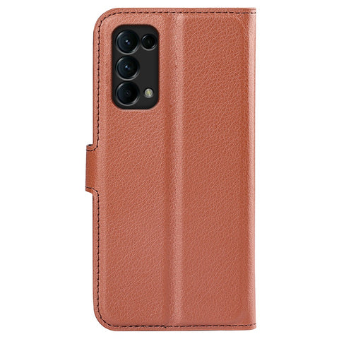 Litchi Texture Leather Phone Protective Cover with Wallet Stand Design for Oppo Reno5 5G / Reno5 4G / Reno5 K / Find X3 Lite