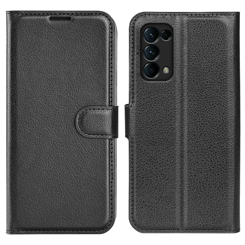Litchi Texture Leather Phone Protective Cover with Wallet Stand Design for Oppo Reno5 5G / Reno5 4G / Reno5 K / Find X3 Lite