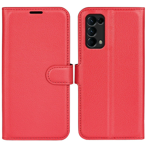 Litchi Texture Leather Phone Protective Cover with Wallet Stand Design for Oppo Reno5 5G / Reno5 4G / Reno5 K / Find X3 Lite