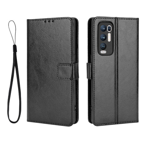 Crazy Horse Wallet Stand Leather Case with Strap for Oppo Reno5 Pro+ 5G / Find X3 Neo