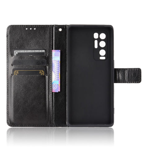 Crazy Horse Wallet Stand Leather Case with Strap for Oppo Reno5 Pro+ 5G / Find X3 Neo