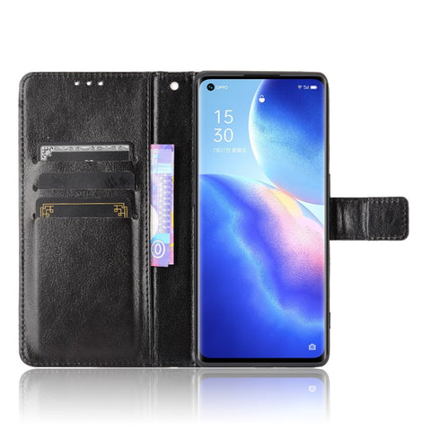 Crazy Horse Wallet Stand Leather Case with Strap for Oppo Reno5 Pro+ 5G / Find X3 Neo